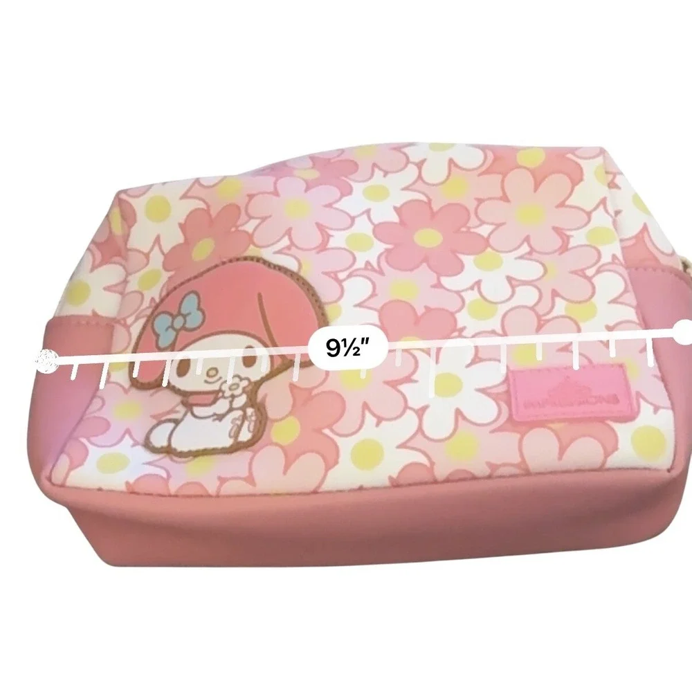 Impressions Vanity My Melody Makeup Bag OS Pink‎ Floral Saffiano Pouch NWT